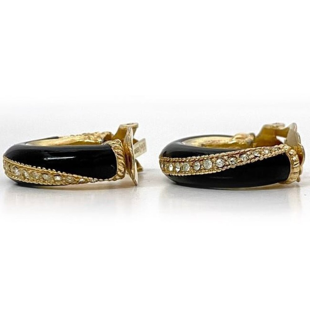 Christian Dior Earrings Gold Black - Picture 2 of 10